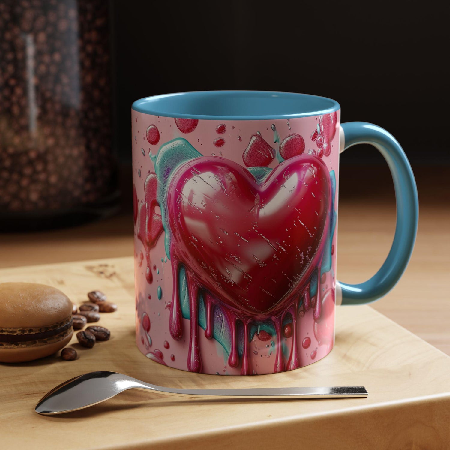 Heart Drip Coffee Mug, Romantic Gift, Valentine&