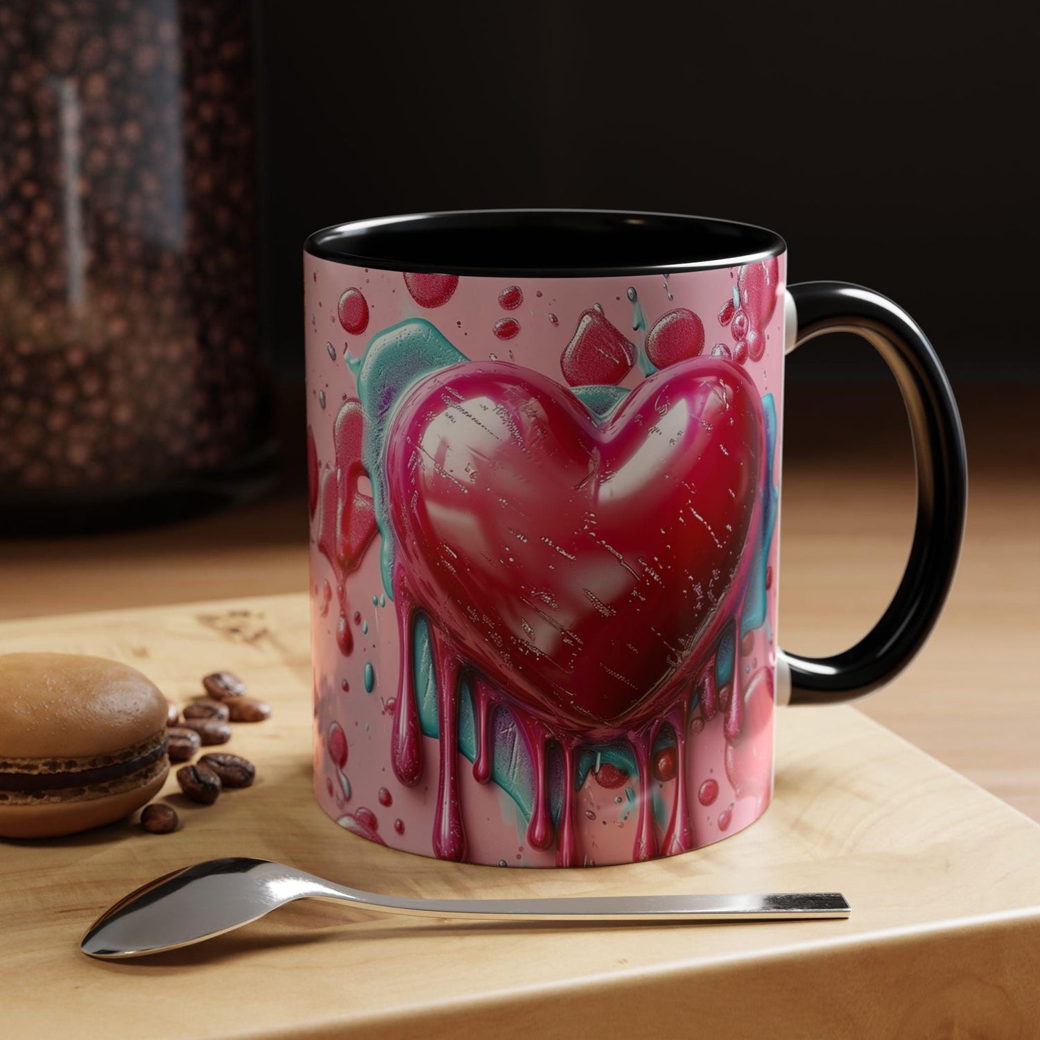 Heart Drip Coffee Mug, Romantic Gift, Valentine&