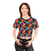 Colorful Abstract Crop Tee, Psychedelic Shirt, Vibrant Summer Top, Festival Fashion, Casual Streetwear, Unique Gift Idea