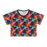 Colorful Abstract Crop Tee, Psychedelic Shirt, Vibrant Summer Top, Festival Fashion, Casual Streetwear, Unique Gift Idea