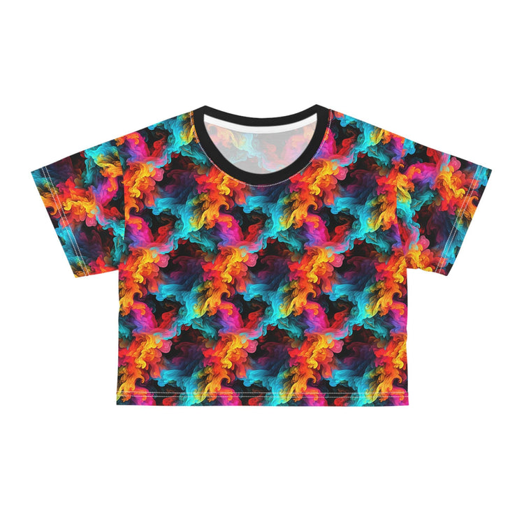 Colorful Abstract Crop Tee, Psychedelic Shirt, Vibrant Summer Top, Festival Fashion, Casual Streetwear, Unique Gift Idea