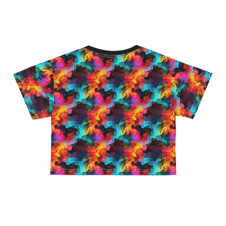 Colorful Abstract Crop Tee, Psychedelic Shirt, Vibrant Summer Top, Festival Fashion, Casual Streetwear, Unique Gift Idea
