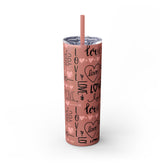 Love-Themed Skinny Tumbler with Straw, 20oz - Valentine&