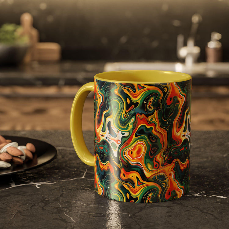 Boho Abstract Coffee Mug - Colorful 11oz Drinkware, Unique Gift for Art Lovers, Home Decor, Fun Coffee Cup