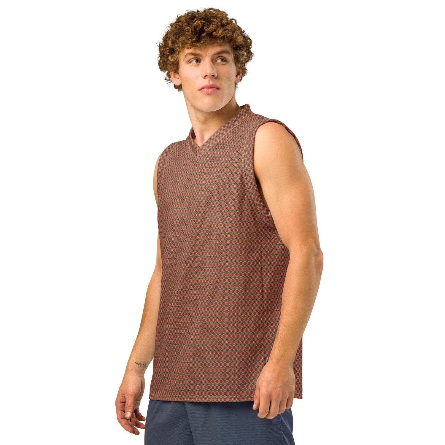 Men’s Stylish All Over Print Geometric Pattern Basketball Jersey | Premium Athletic Wear | Trendy Sports Apparel | Comfortable & Fashionable