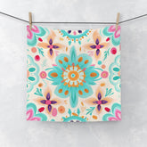 Vibrant Floral Face Towel, Bohemian Hand Towel, Bathroom Decor, Spa Gift, Beach Towel, Eco-friendly Washcloth