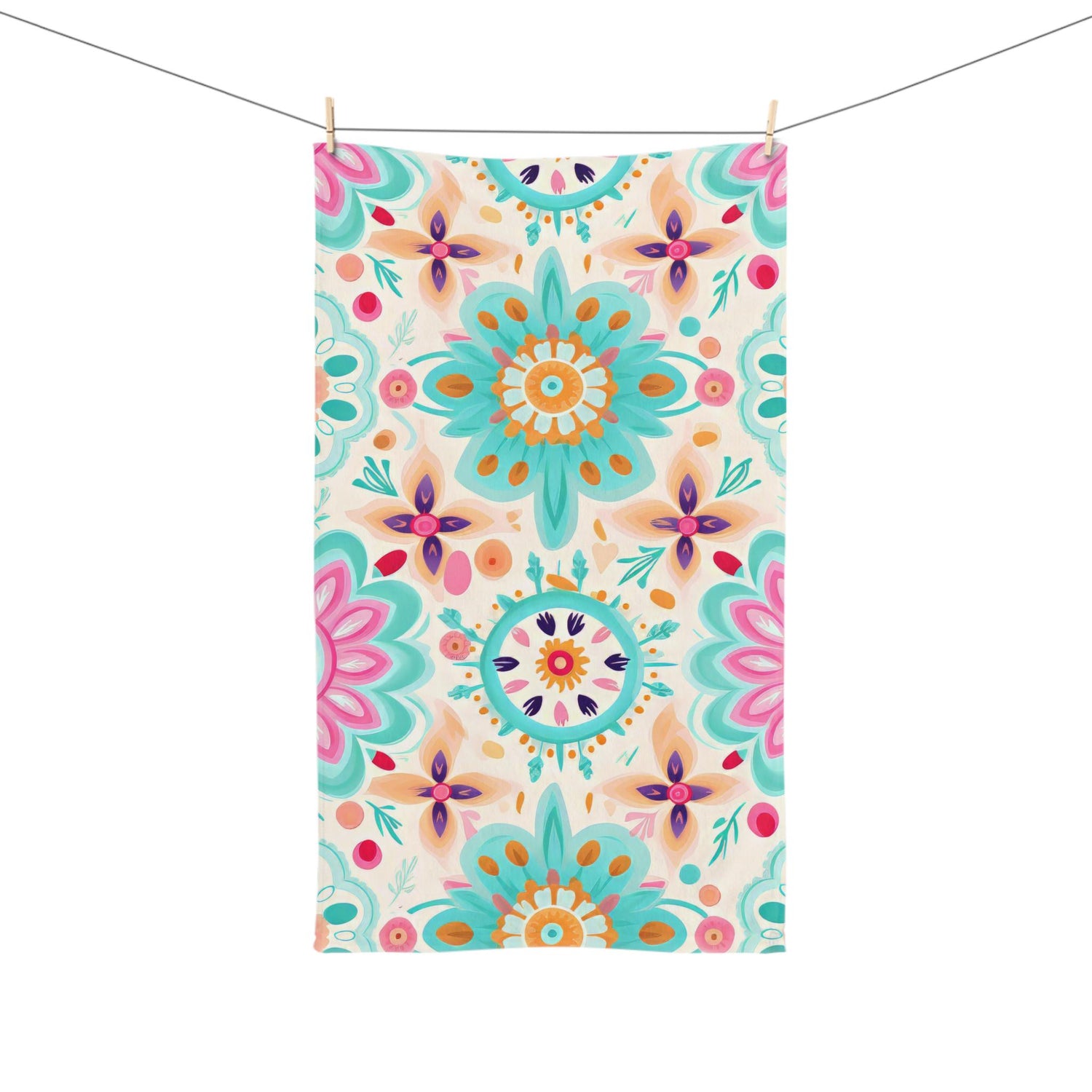 Colorful Floral Hand Towel, Boho Kitchen Towel, Vibrant Bathroom Decor, Ideal for Housewarming, Mothers Day or Weddings, Gift for Her