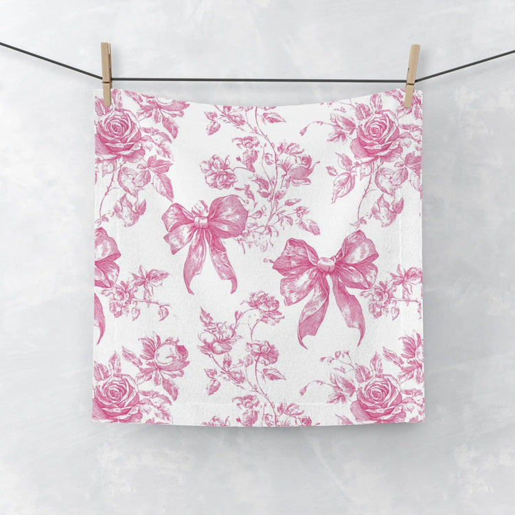 Floral Face Towel - Vintage Rose Pink Decor, Elegant Guest Towels, Bathroom Accessory, Bridal Shower Gift, Spa Towels, Home Decor