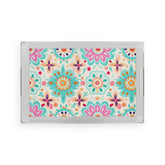 Colorful Floral Acrylic Serving Tray, Boho Kitchen Decor, Bright Home Accessory, Perfect for Entertaining, Gift for Hostess