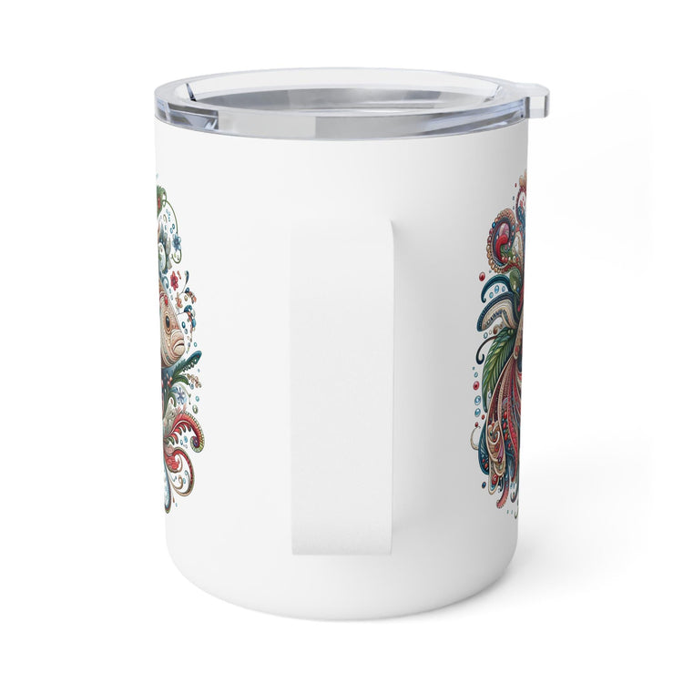 Artistic Insulated Coffee Mug - Colorful Fish Design, Perfect for Gifts, Home Office, Eco-Friendly, Coffee Lovers