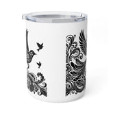 Bohemian Insulated Coffee Mug, 10oz - Perfect for Nature Lovers, Unique Gift for Birthdays, Travel Friendly, Bird Design, Camping Mug