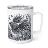 Elegant Insulated Coffee Mug, 10oz | Bohemian Floral Design for Home, Office or Travel, Perfect Gift for Coffee Lovers, Nature Enthusiasts