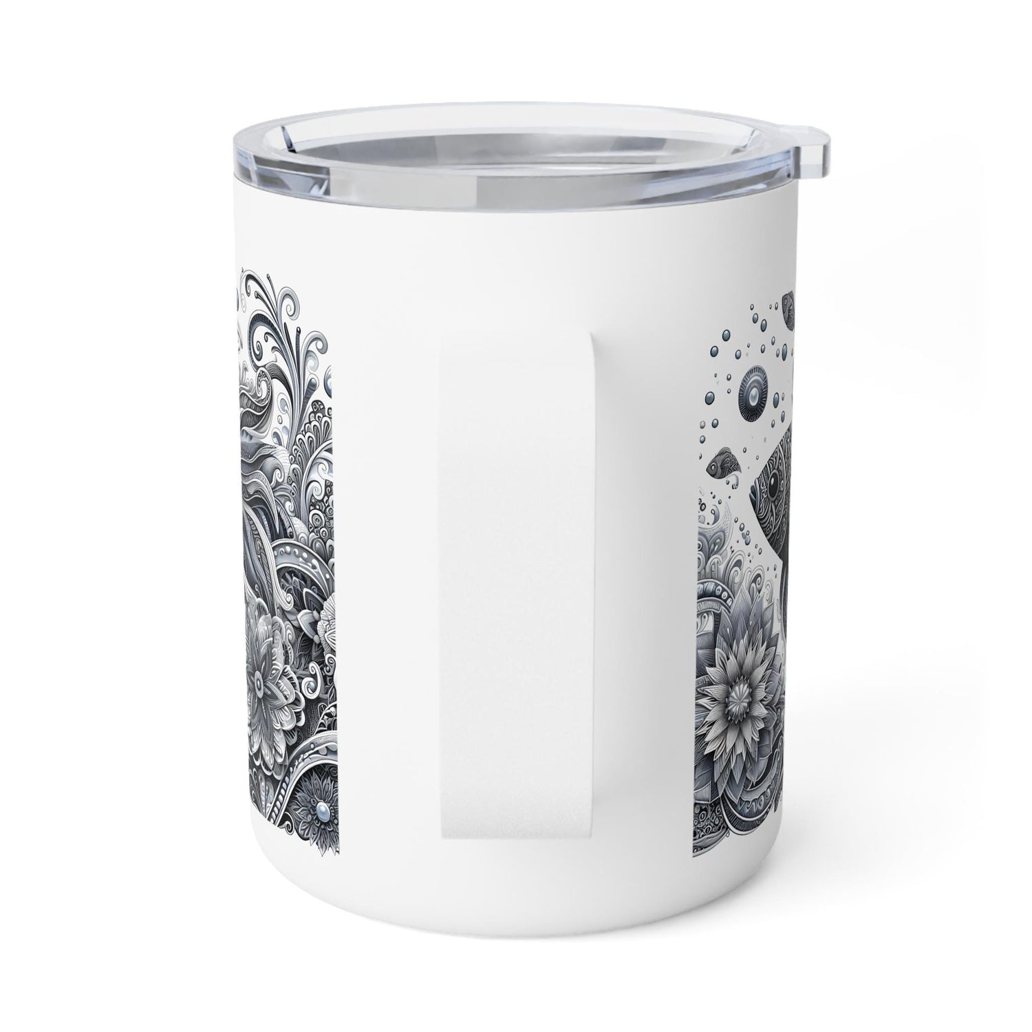 Elegant Insulated Coffee Mug, 10oz | Bohemian Floral Design for Home, Office or Travel, Perfect Gift for Coffee Lovers, Nature Enthusiasts