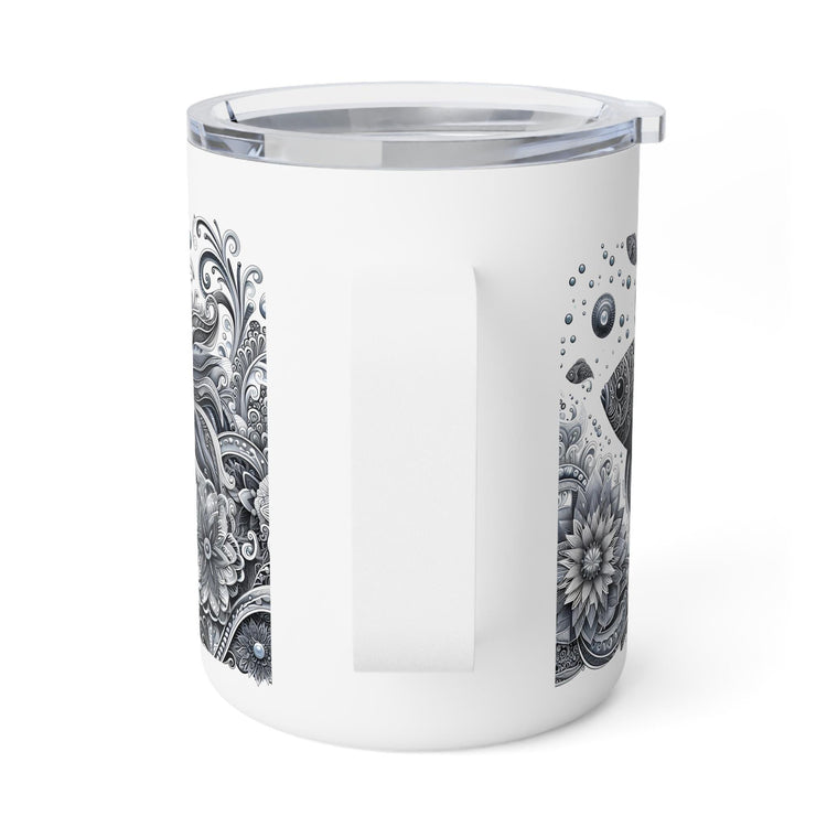 Elegant Insulated Coffee Mug, 10oz | Bohemian Floral Design for Home, Office or Travel, Perfect Gift for Coffee Lovers, Nature Enthusiasts