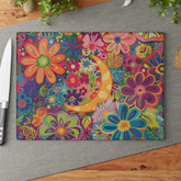 Vibrant Floral Glass Cutting Board, Colorful Kitchen Décor, Gift for Her, Housewarming, Wedding, Cooking Enthusiasts