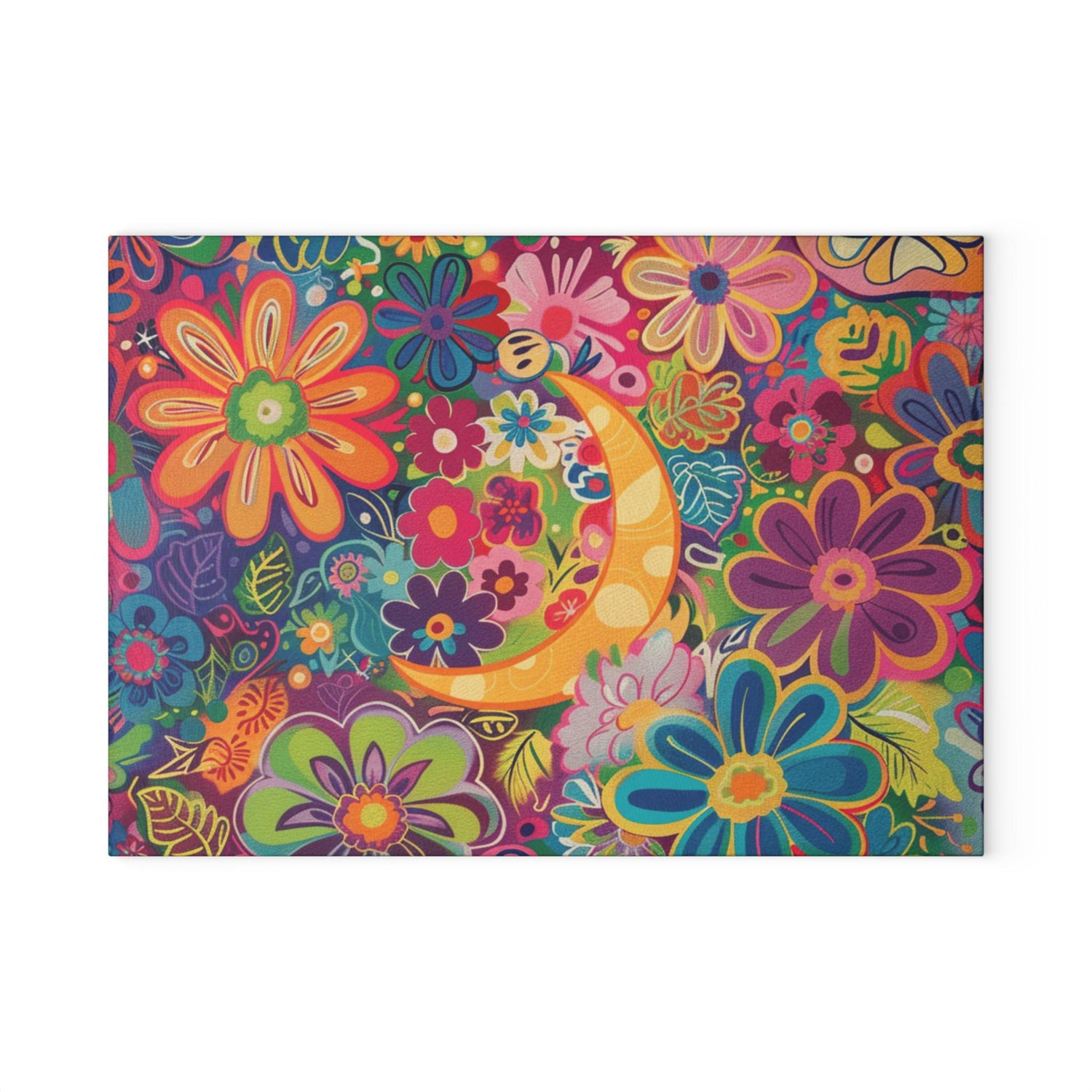 Vibrant Floral Glass Cutting Board, Colorful Kitchen Décor, Gift for Her, Housewarming, Wedding, Cooking Enthusiasts