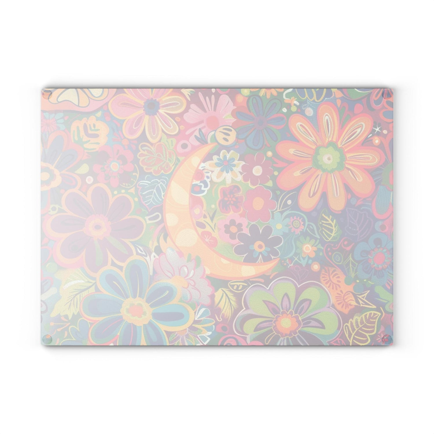 Vibrant Floral Glass Cutting Board, Colorful Kitchen Décor, Gift for Her, Housewarming, Wedding, Cooking Enthusiasts