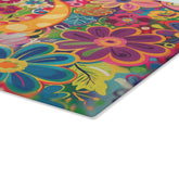 Vibrant Floral Glass Cutting Board, Colorful Kitchen Décor, Gift for Her, Housewarming, Wedding, Cooking Enthusiasts