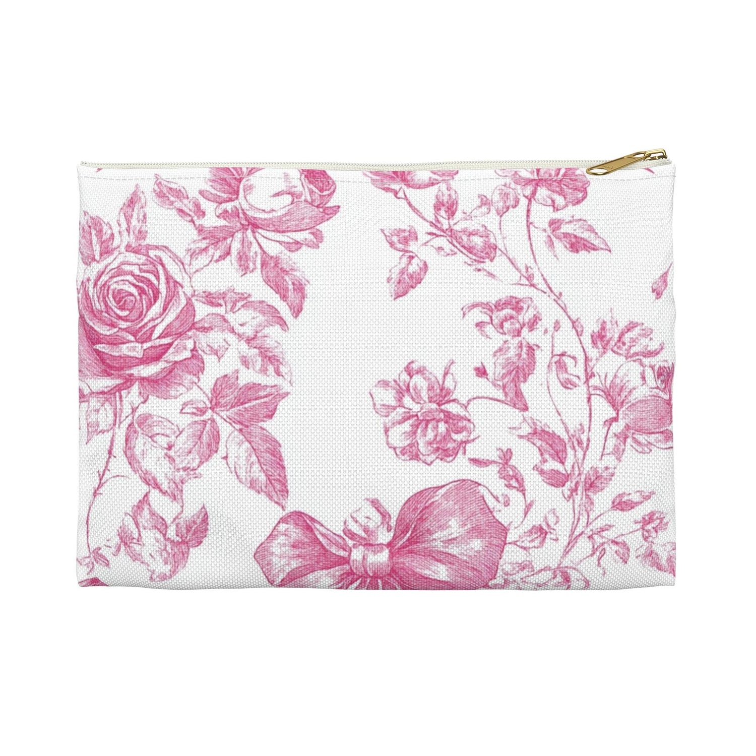 Blossom Floral Accessory Pouch, Elegant Storage Bag, Makeup Organizer, Gift for Her, Travel Essential, Pink Rose Design