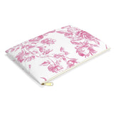 Blossom Floral Accessory Pouch, Elegant Storage Bag, Makeup Organizer, Gift for Her, Travel Essential, Pink Rose Design