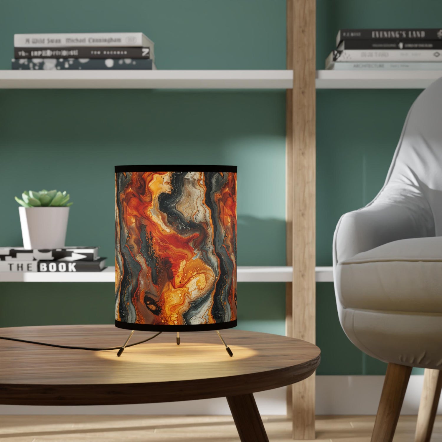 Marbled Tripod Lamp - Stunning Home Décor, Modern Lighting, Ambient Light, Ideal for Living Room, Bedroom, Unique Gift