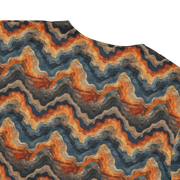 Modern Men’s Earthtone Swirl Marble Design Recycled Baseball Jersey - Eco-Friendly, Stylish, Trendy Sporty Streetwear