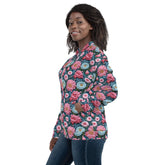 Women’s Floral All-Over Print Bomber Jacket - Beautiful Designer Pattern, Trendy Spring Outerwear, Bold & Stylish Jacket for Her