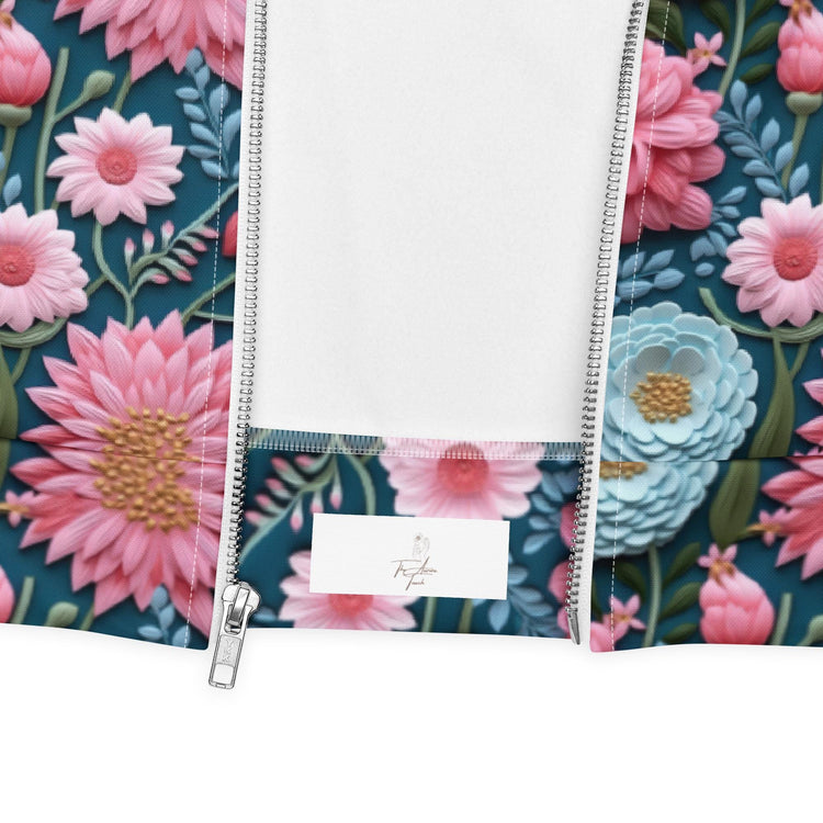 Women’s Floral All-Over Print Bomber Jacket - Beautiful Designer Pattern, Trendy Spring Outerwear, Bold & Stylish Jacket for Her