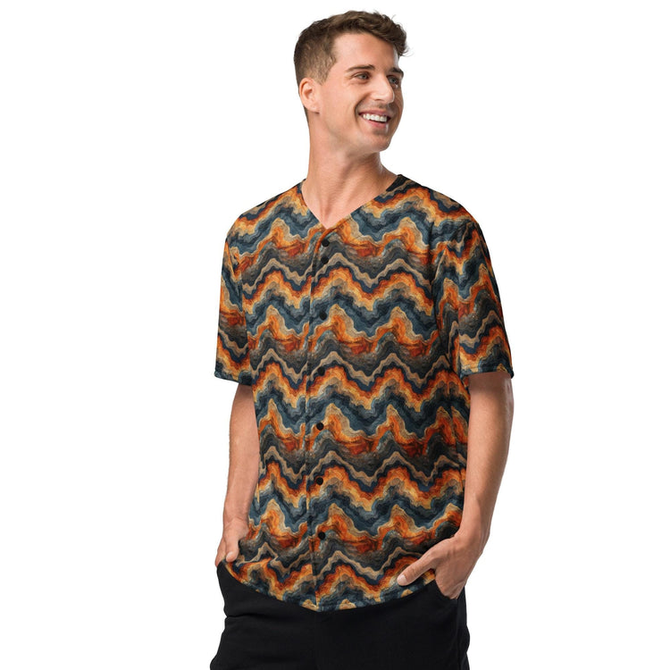 Modern Men’s Earthtone Swirl Marble Design Recycled Baseball Jersey - Eco-Friendly, Stylish, Trendy Sporty Streetwear