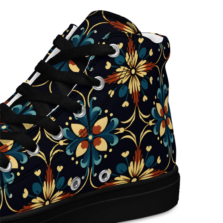 Men’s Vibrant Geometrical AOP High Top Shoes - Bold All-Over Print, Trendy Streetwear Sneakers, Unique Fashion Footwear