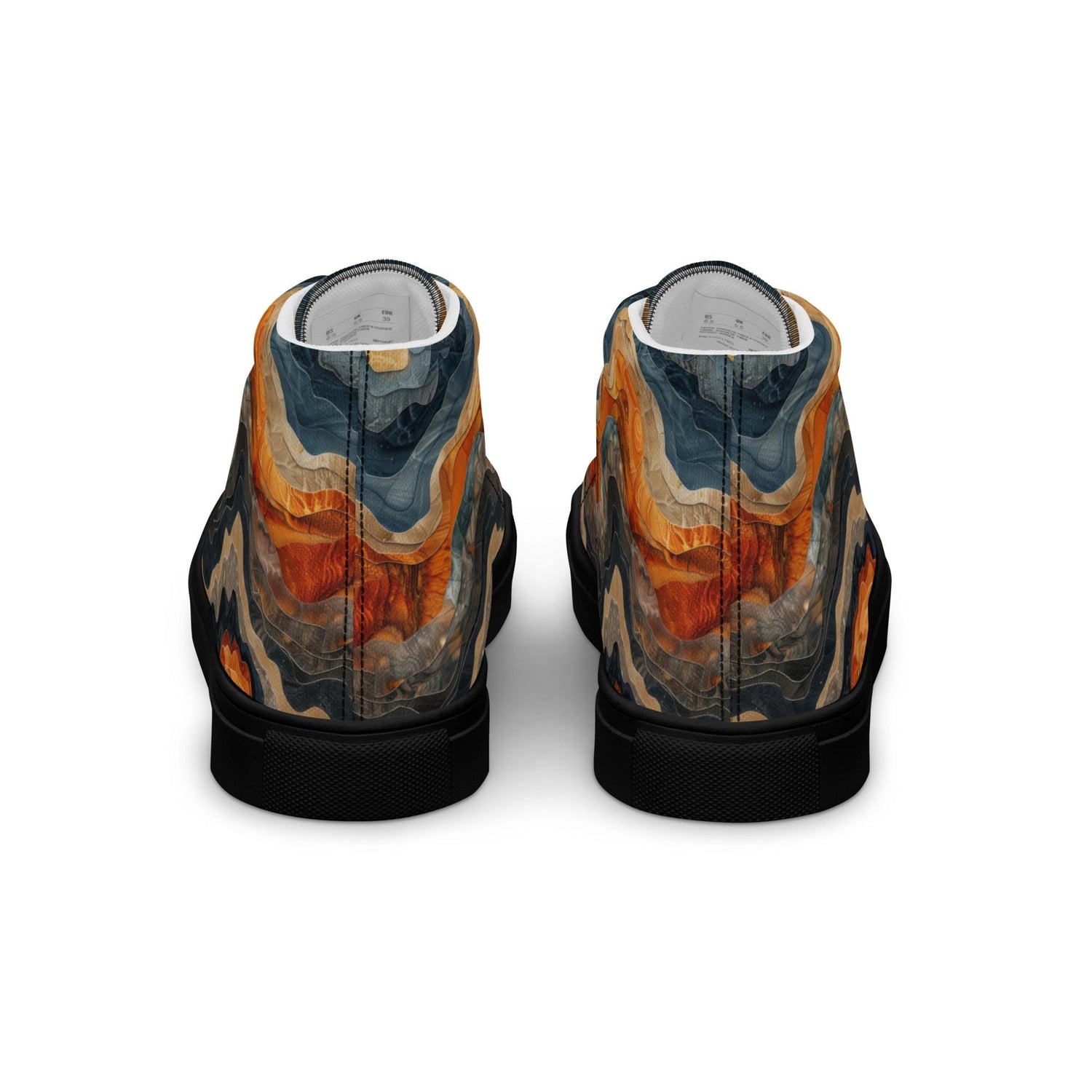 Men’s Earthtone Marble Design High Top Sneakers - Unique Marble Pattern, Trendy Casual Footwear, Stylish & Comfortable Sneakers