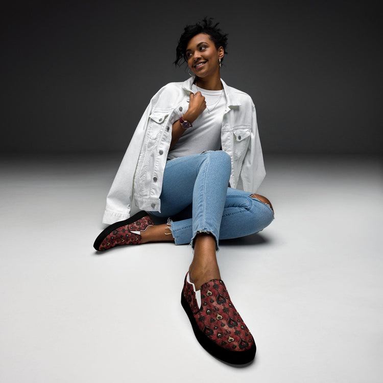 Women’s Floral Print Slip-On Canvas Shoes | Comfortable & Stylish Everyday Flats | Casual Slip-Ons with Vibrant Floral Pattern