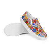 Hand-Painted Floral Print Canvas Slip-On Shoes for Women | Custom Floral Design Flats | Comfortable Everyday Slip-Ons | Unique Canvas Shoes