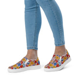 Hand-Painted Floral Print Canvas Slip-On Shoes for Women | Custom Floral Design Flats | Comfortable Everyday Slip-Ons | Unique Canvas Shoes