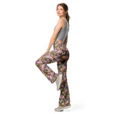 Floral Pattern Flare Leggings for Women | Boho Chic High-Waisted Pants | Comfortable Stylish Floral Print Leggings | Trendy Yoga Lounge Wear