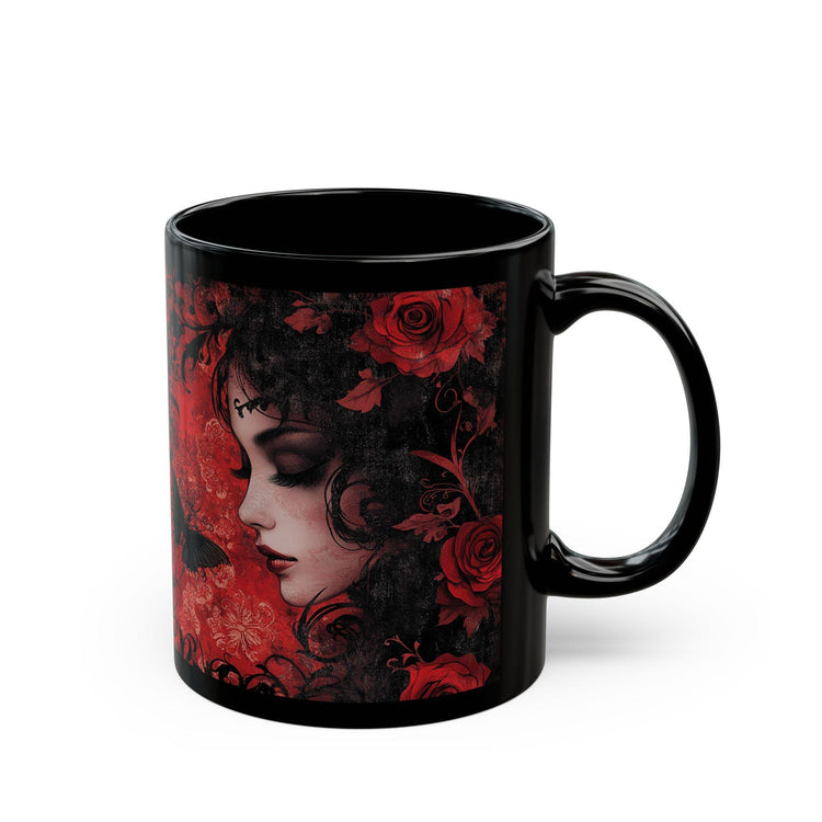Gothic Romance Mug | Black Mug with Floral Design | Perfect Gift, Home Decor, Coffee Lover&