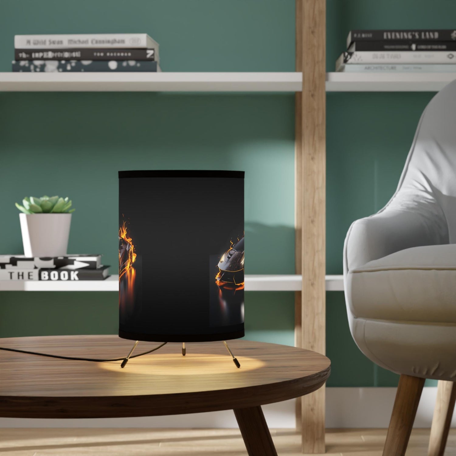 Racing-Themed Tripod Lamp with High-Res Printed Shade, Perfect for Car Lovers, Sports Room Decor, Gift for Him, Unique Lighting, Auto