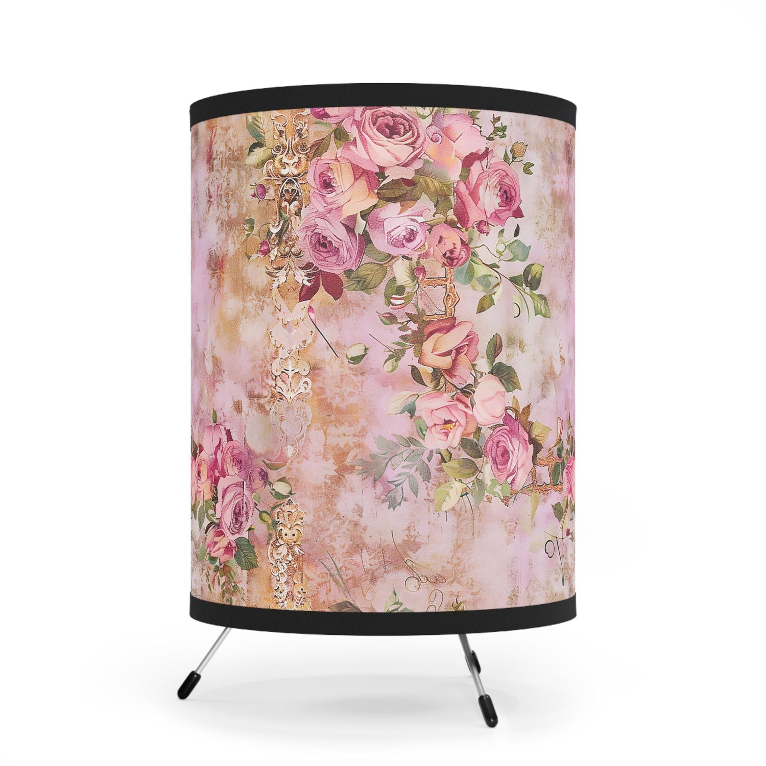 Floral Tripod Lamp, Elegant Home Decor, Vintage Style Lighting, Boho Chic Design, Perfect for Living Room, Bedroom, Gift Idea