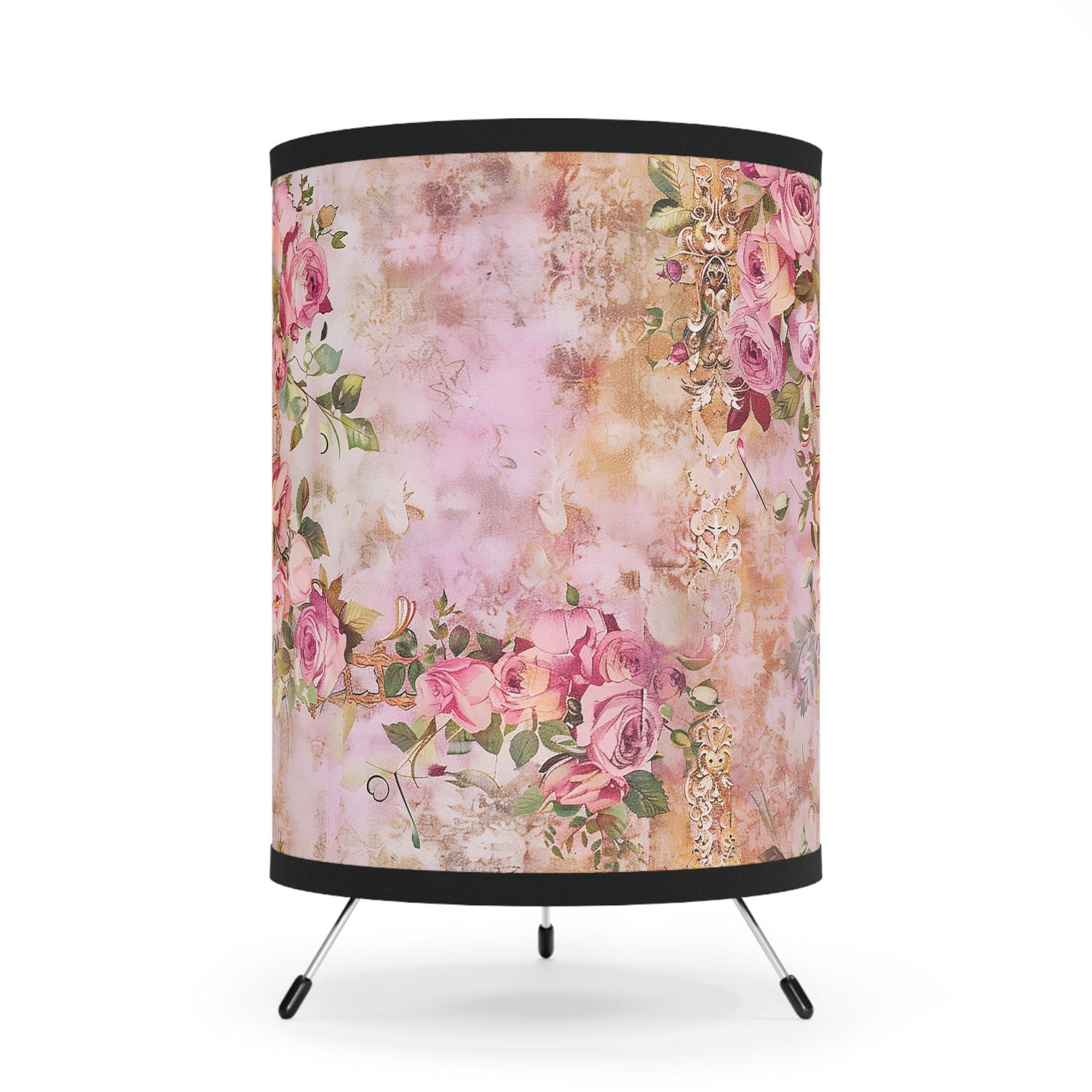 Floral Tripod Lamp, Elegant Home Decor, Vintage Style Lighting, Boho Chic Design, Perfect for Living Room, Bedroom, Gift Idea