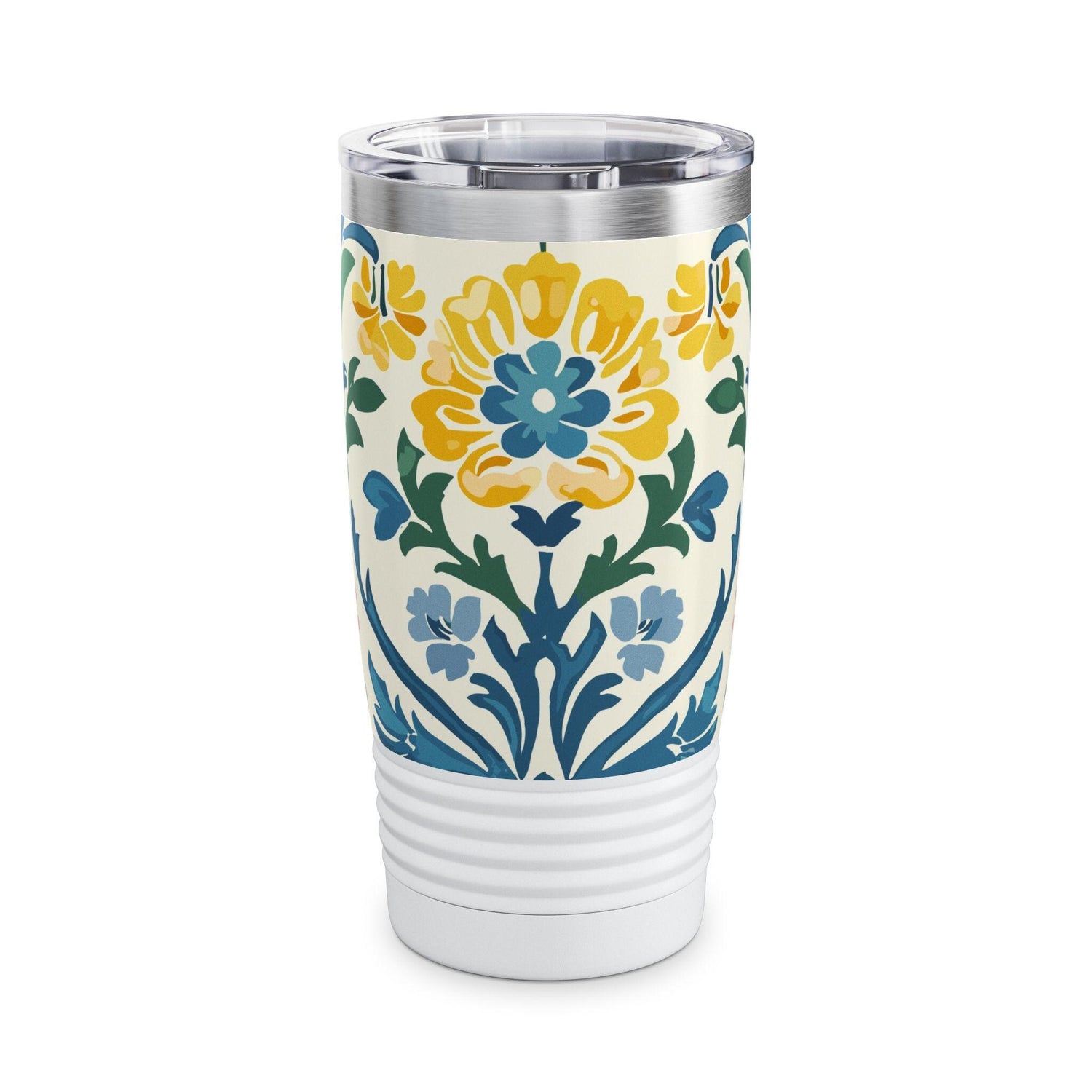 Floral Pattern Ringneck Tumbler, 20oz | Travel Mug, Coffee Cup, Insulated Water Bottle, Gift for Nature Lovers, Summer Vibes