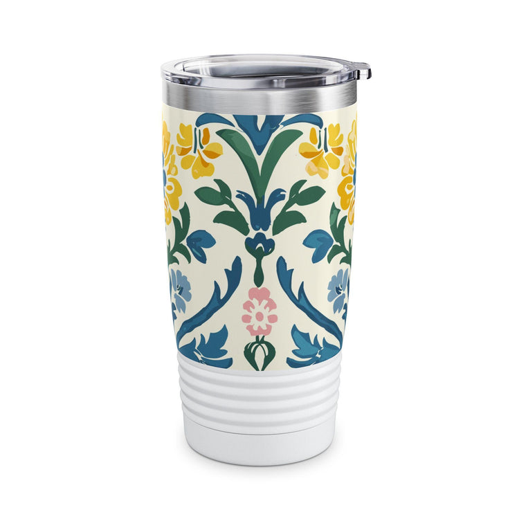 Floral Pattern Ringneck Tumbler, 20oz | Travel Mug, Coffee Cup, Insulated Water Bottle, Gift for Nature Lovers, Summer Vibes
