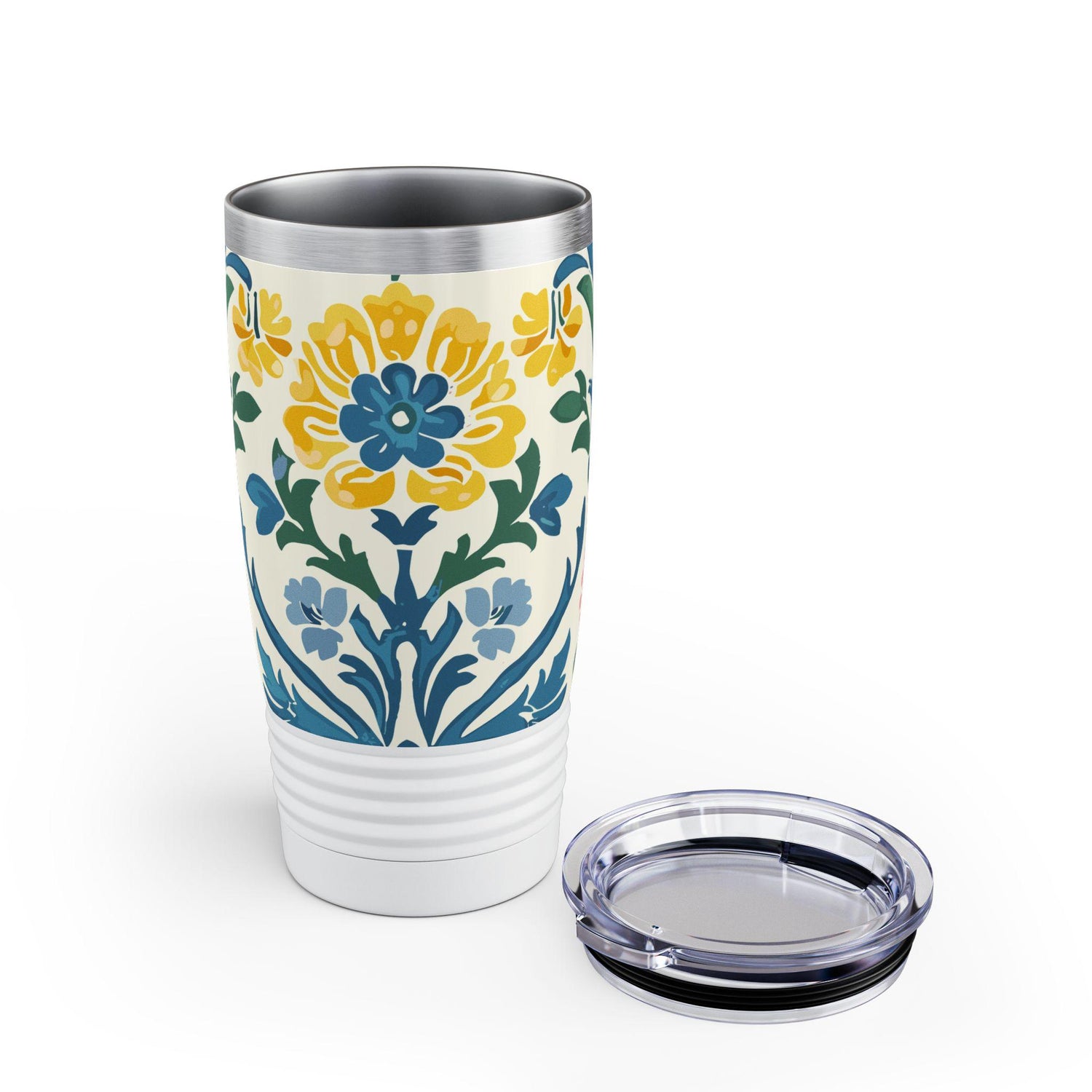 Floral Pattern Ringneck Tumbler, 20oz | Travel Mug, Coffee Cup, Insulated Water Bottle, Gift for Nature Lovers, Summer Vibes