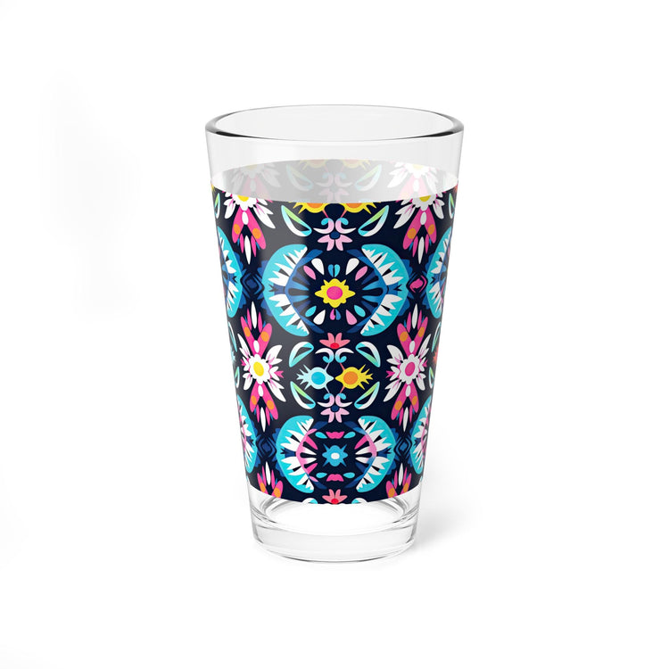 Colorful Floral Mixing Glass, 16oz Drinkware for Parties, Home Bar, Cocktail Lovers, Boho Kitchen Decor, Gift Idea