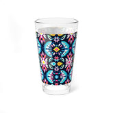 Colorful Floral Mixing Glass, 16oz Drinkware for Parties, Home Bar, Cocktail Lovers, Boho Kitchen Decor, Gift Idea