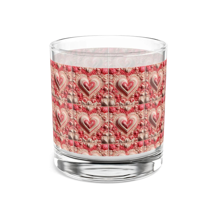 Valentines Heart Design Rocks Glass, Romantic Drinkware, Heart Pattern Whiskey Glass, Valentine&