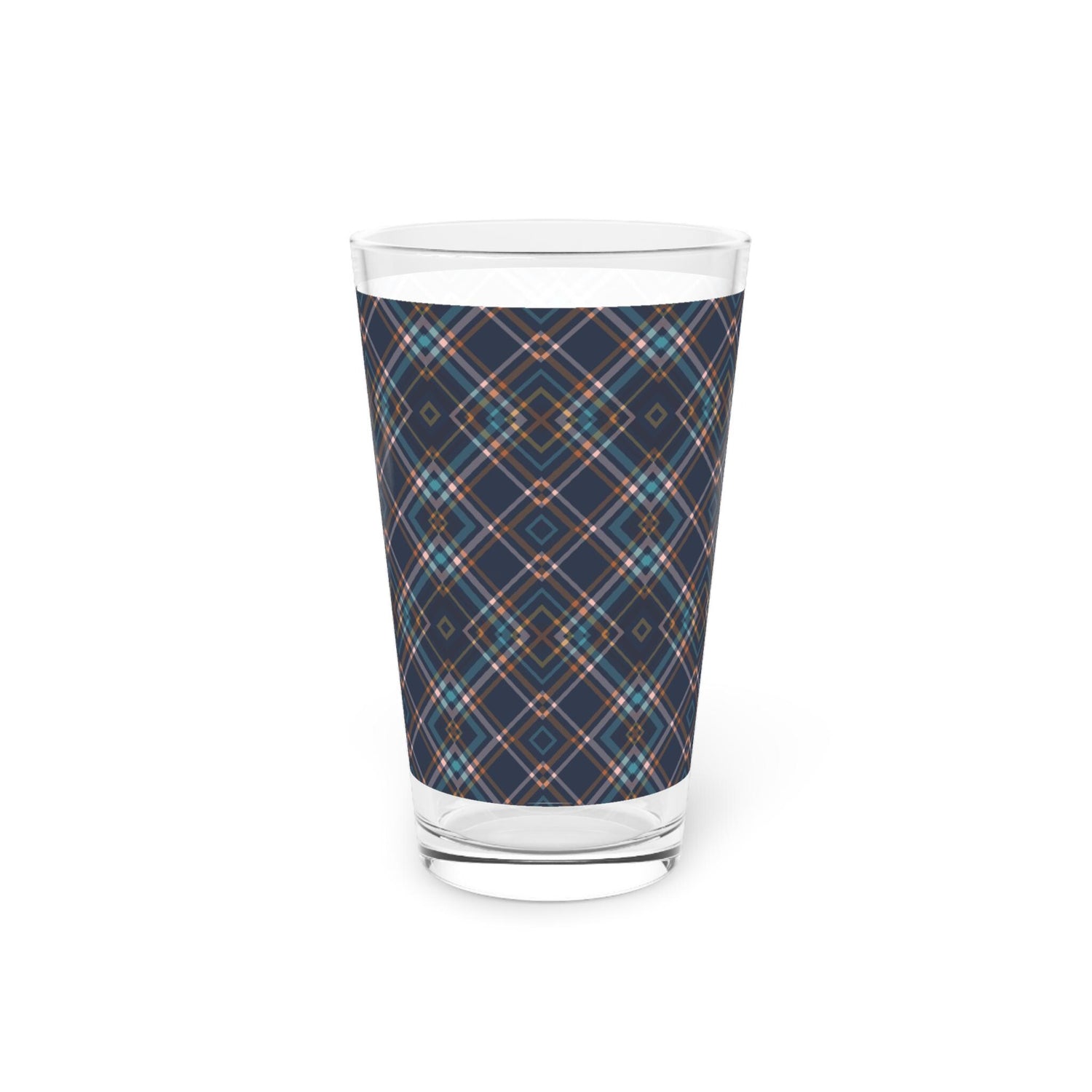 Plaid Design Pint Glass, 16oz - Perfect for Parties, BBQs, Home Bars, Gifts, and Celebrations, Unique Drinkware