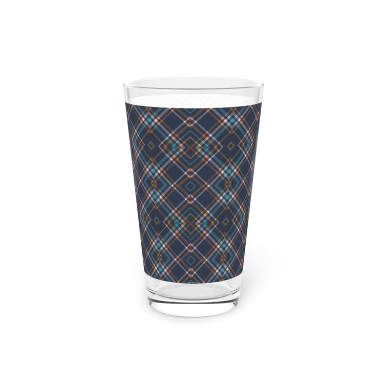 Plaid Design Pint Glass, 16oz - Perfect for Parties, BBQs, Home Bars, Gifts, and Celebrations, Unique Drinkware