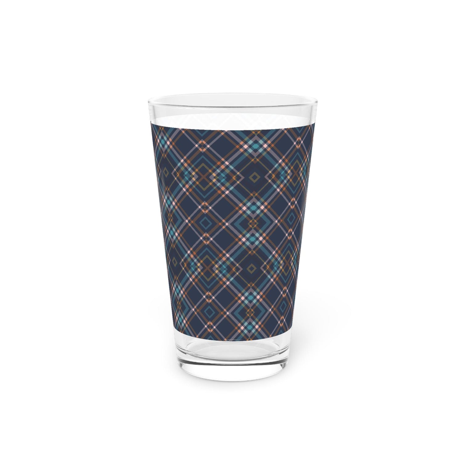 Plaid Design Pint Glass, 16oz - Perfect for Parties, BBQs, Home Bars, Gifts, and Celebrations, Unique Drinkware