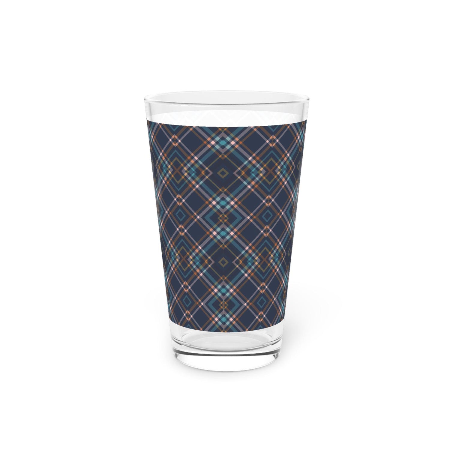 Plaid Design Pint Glass, 16oz - Perfect for Parties, BBQs, Home Bars, Gifts, and Celebrations, Unique Drinkware