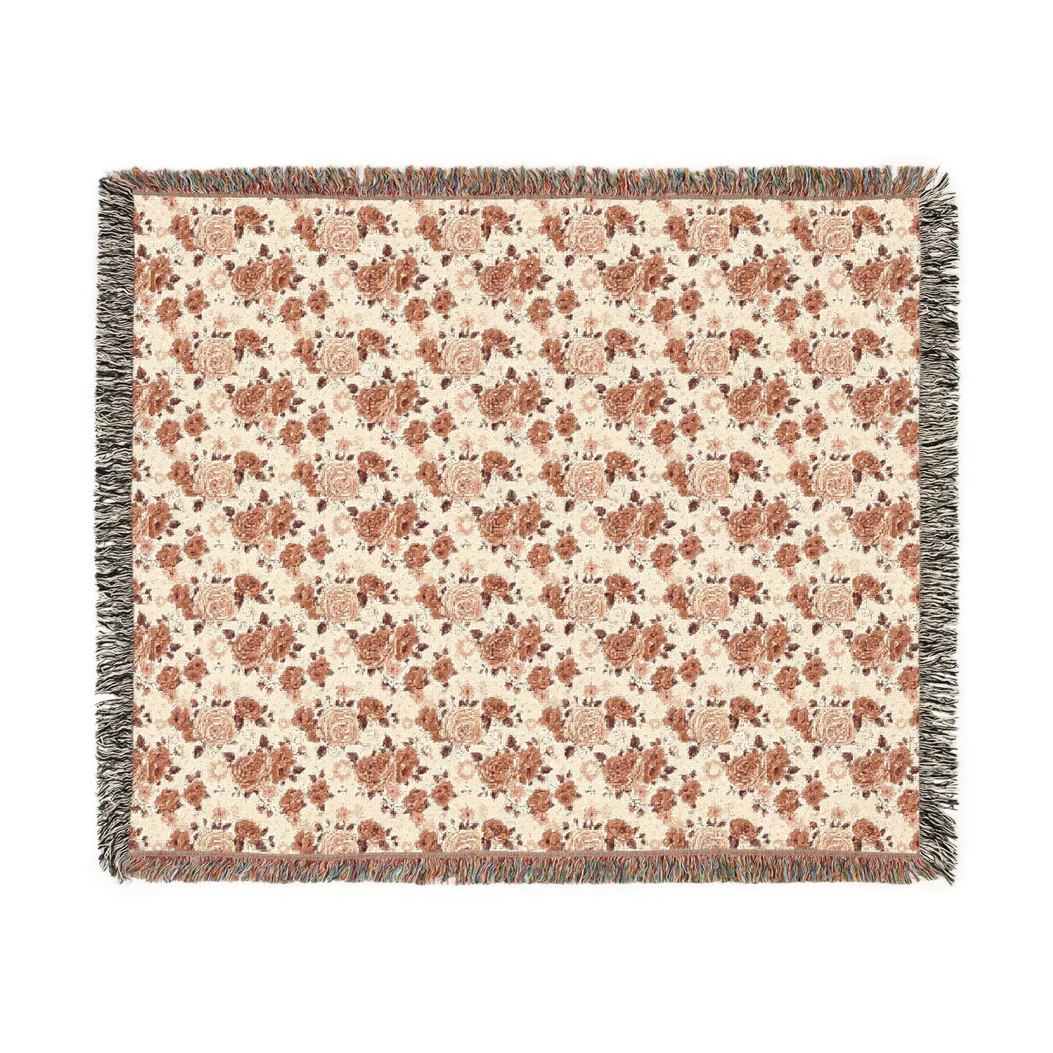 Cozy Woven Blanket, Warm Floral Throw for Home Decor, Blanket for Picnics, Gift for Her, Boho Bedroom Accessory